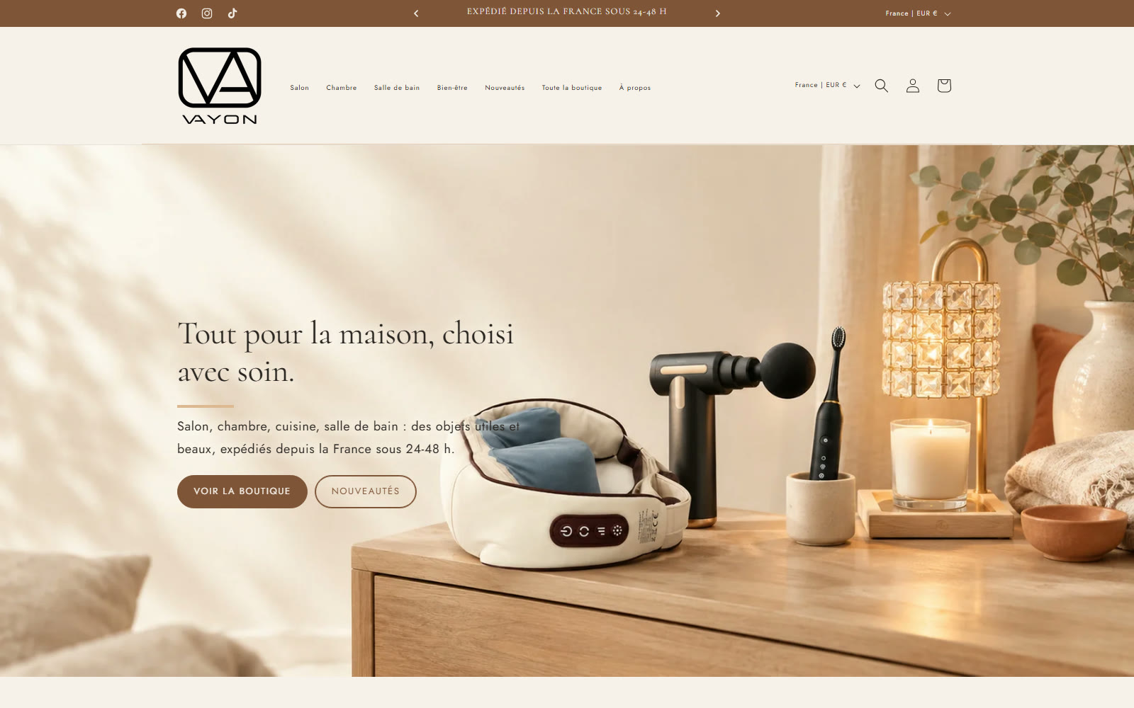 Page d'accueil de la boutique VAYON